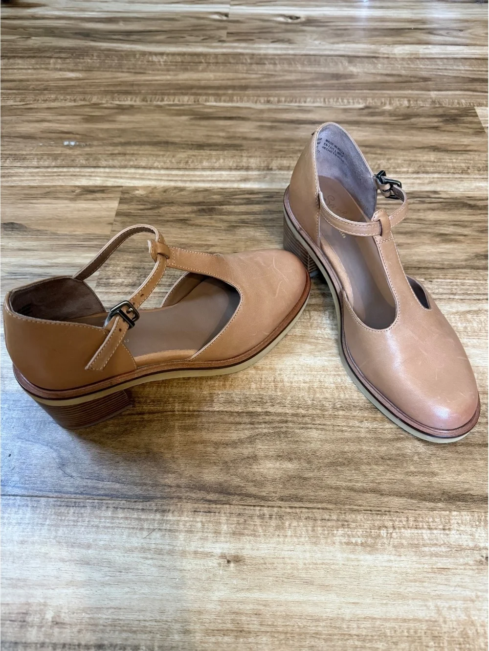 Seychelles Soulmate Leather T-strap Block Heels Women’s Size 8.5